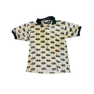 Vintage VTG Roundtree & Yorke Golf Polo Sz M Y2K Golfer Print Worn Faded Grunge